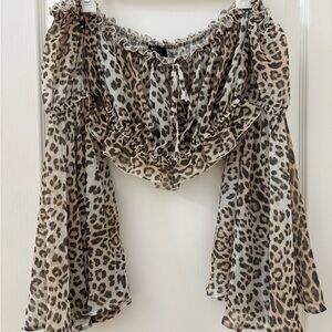 ASOS Leopard Print Off-Shoulder Women's Top
